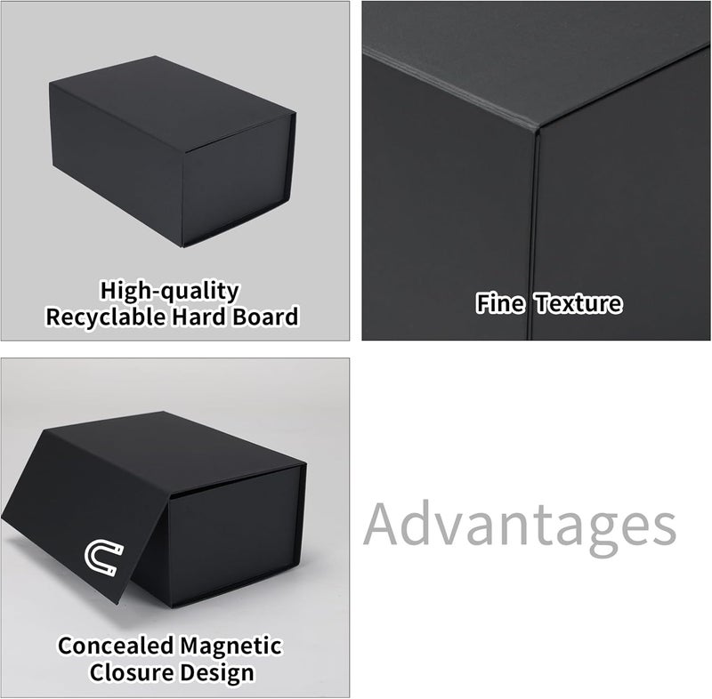 Ditwis 4 Pack 9x6x4 Inches Gift Boxes with Magnetic Closure Lids, Black Magnetic Box for Wedding, Groomsmen Bridesmaid Proposal, Birthdays, Mother's Day - Image 5